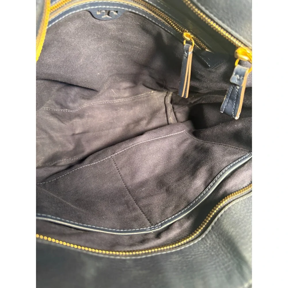 Tory Burch Block T Pebbled‎ Hobo Bag Royal Navy Blue 44700 With Dust Bag